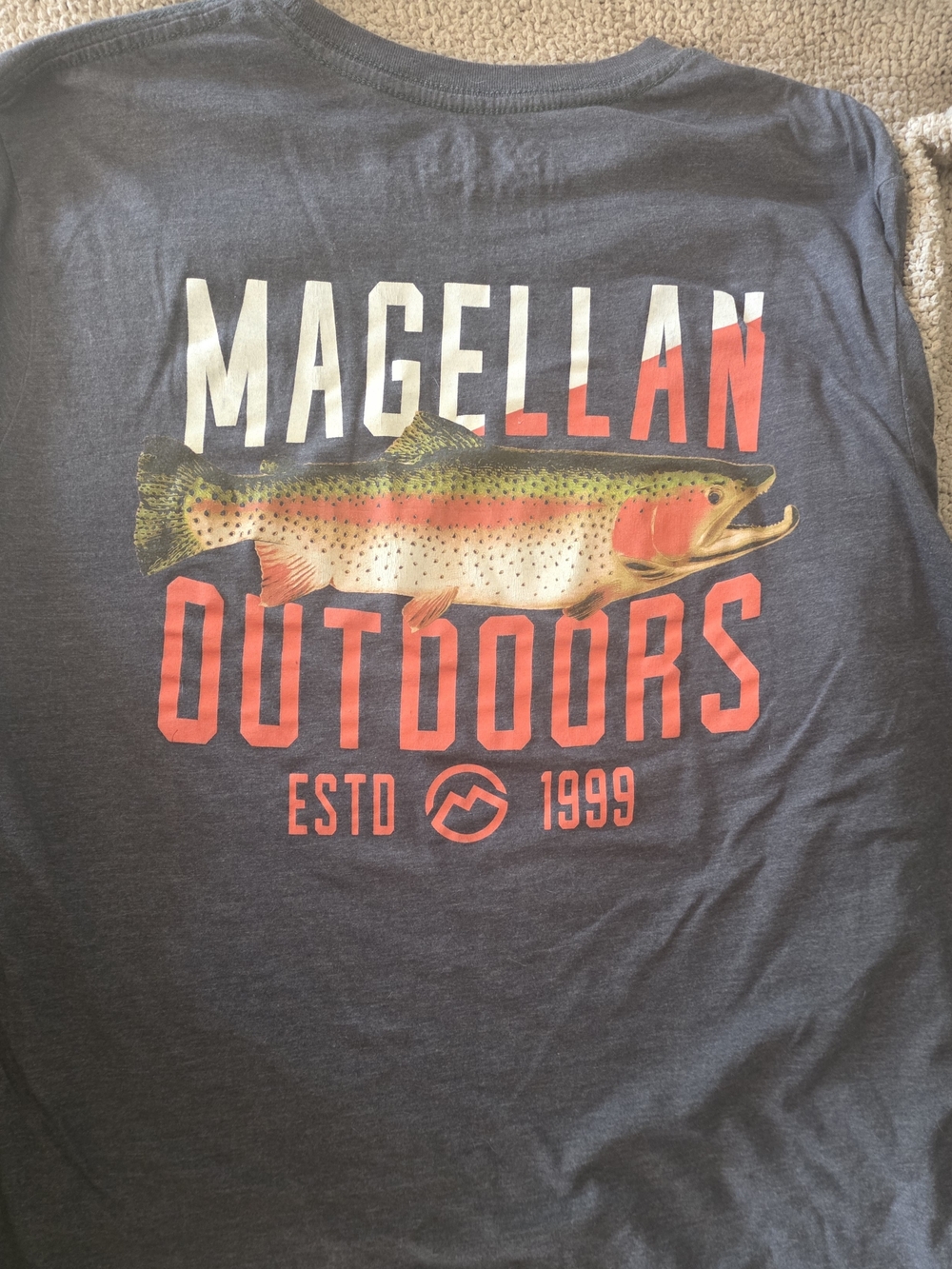 Magellan Outdoors Men's Long Sleeve Graphic Tee - Dark Gray with Red